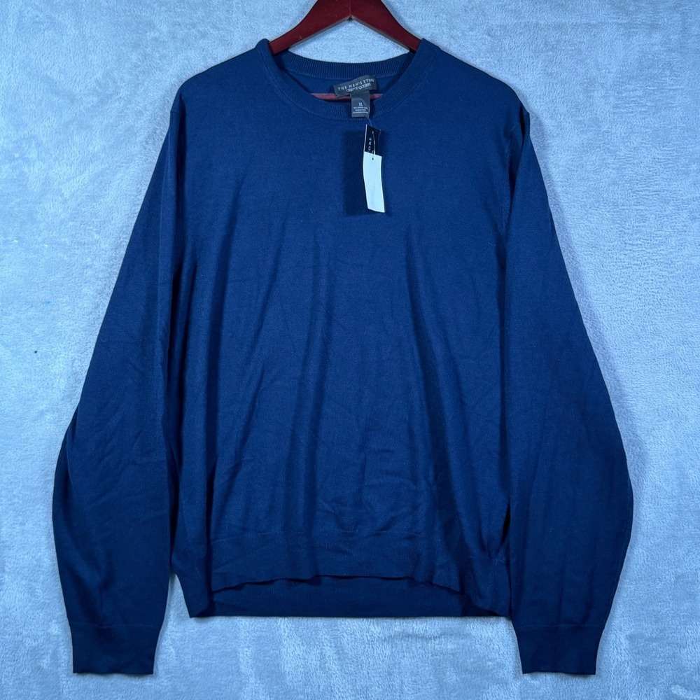 The Mens Store Bloomingdales Sweater Mens Xl Navy Merino Wool Crewneck